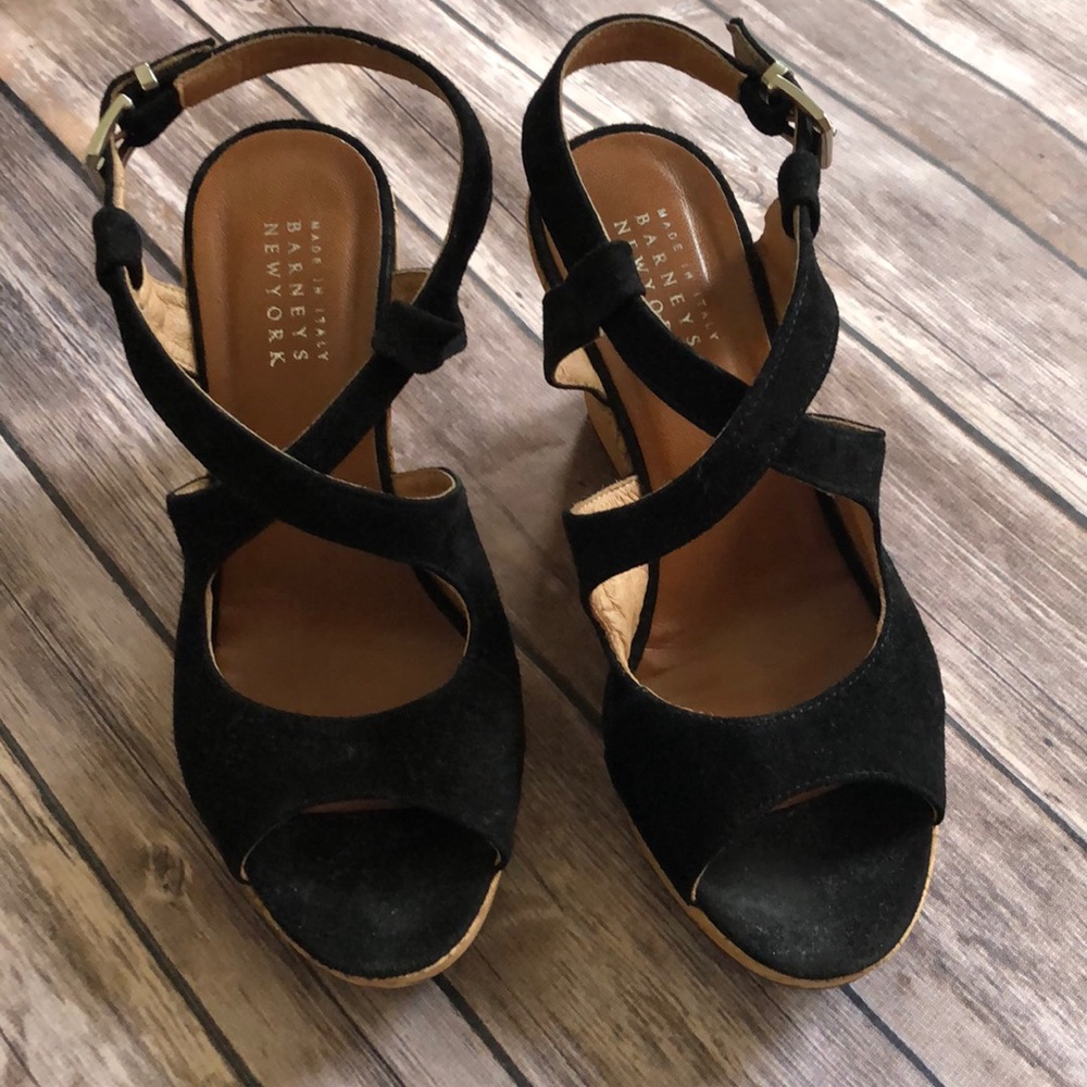 Barney’s New York Black Suede Wedges